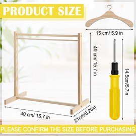 Estune 15.7 Inches Dog Garment Rack with 12 Wood Pet Clothes Hanger Wooden Dog Dress up Storage Small Dog Closet Pet Clothes Organizer Accessories for Doll Cat and Puppy (Small)