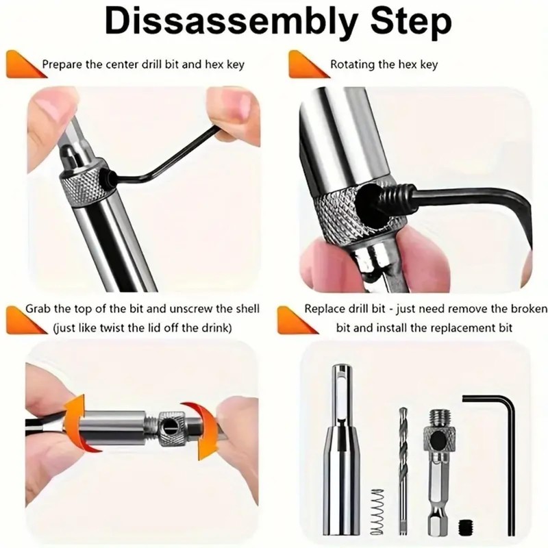 4PCS Self Centering Drill Bit,Quick Release Drill Bit Guide Set,Hinge