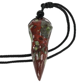 Nupuyai Drachenblut Stein Rabenschädel Kristall Kette für Damen und Herren, Edelstein Krähenschädel Anhänger Heilstein Raben Halskette Hexen Rabenkopf Schmuck