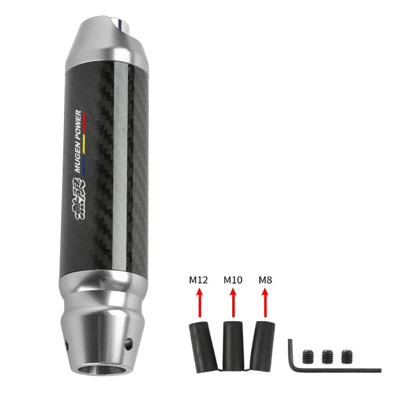 JDM MUGEN Carbon Fiber Aluminum Silver Universal Automatic Car Gear