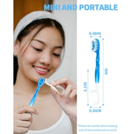 Aecsze 5 in 1 Disposable Mini Toothbrushes Travel Size with Toothpaste, Floss, Pick & Tongue Scraper, Individually Wrapped, Portable Oral Care Set, 32 Packs, Mix 4 Flavors