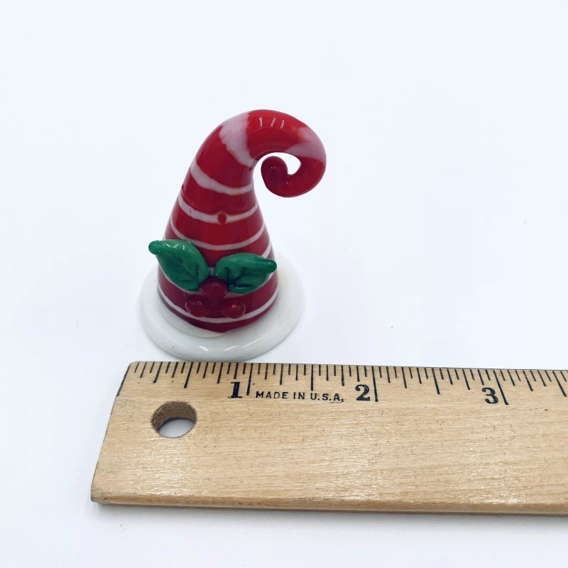 Pier 1 Glass Santa Hat Figurine Candy Cane Striped New