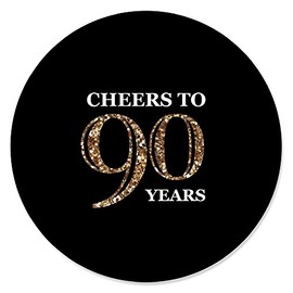 Big Dot of Happiness Adult 90th Birthday - Gold - Birthday Party Circle Sticker Labels - 24 Count