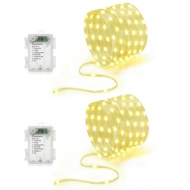 Battery Operated String Lights (2 Pack), 16.5ft 50 LED Twinkle Fairy String Lights Battery Powered with Auto Timer for Indoor Outdoor Christmas Trees Wreath Decoration Party Bedroom Garden Warm White
