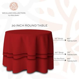 [2 Pack] Red Round Tablecloths 60 Inch [for 20-48'' Tables] 200 GSM Premium Quality Textured Washable Polyester Fabric Table Cloth [60'' is Not Table Size]