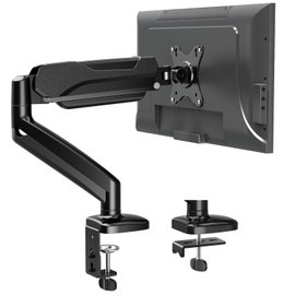 MOUNTUP Single Monitor Desk Mount, Adjustable Gas Spring Monitor Arm Support Max 32 Inch Screen, Computer Monitors Stand with Clamp/Grommet Mounting Base, VESA Mounts Fit 4.4-17.6lbs Computer, Black
