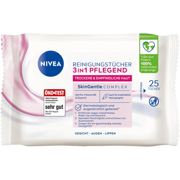 NIVEA Cleansing Wipes 3-in-1 Nourishing, Make-Up Wipes with Glycerine and