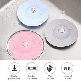 Tapones de Drenaje de Silicona 2 en 1,Filtros para Coladera y Fregadero,Filtro de Alcantarillado Desodorante,5 Unidades,Fregadero de Empuje A Rebote para Baño,Filtro de Cocina,Basura y Cabello