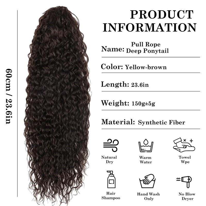 Wisebom Ponytail Extension Clip 62 cm Hairpiece Ponytail Long Curly