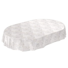 ANRO Oilcloth Tablecloth Oilcloth Tablecloth Washable Abstract Mood Leaf Grey Oval 140 x 180 cm