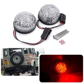 Defender LED Tail Light - 2pcs 73mm Clear Lens Red Rear Led Tail Stop Lamps for Land Rover 90 110 1983-1990 Defender 1990-2016