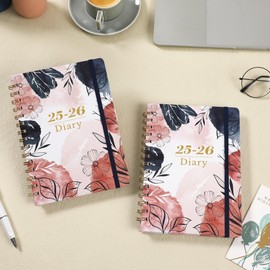 Academic Diary 2025-2026 - A5 2025-2026 Diary from Aug. 2025 to Jul. 2026, Diary 2025-2026 Week to View with Twin-wire Binding, Hard Cover, Elastic Closure, 21.5 x 15.5 x 1.5 cm