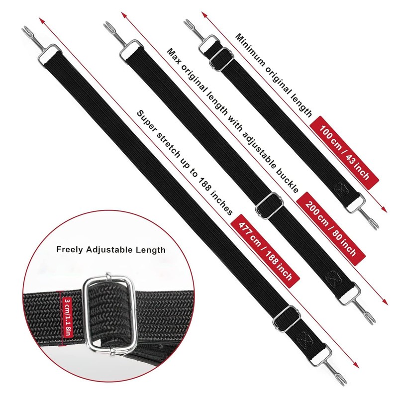 Nlvnmv 2 Pcs Heavy Duty Adjustable Bungee Cords with Hooks,