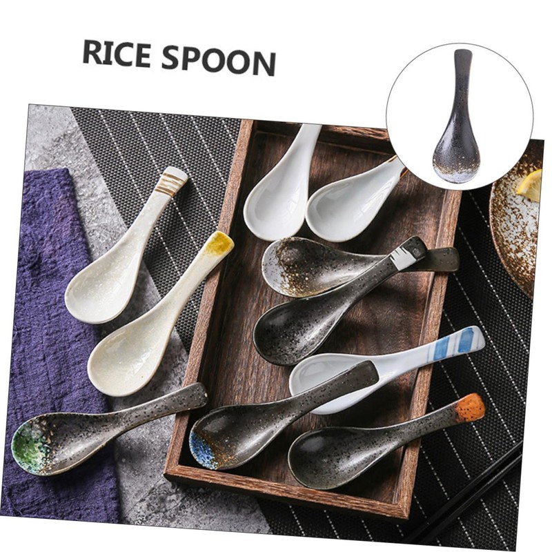 BIUDECO 3pcs Japanese Style Ceramic Serving Spoon Kitchen Tool for
