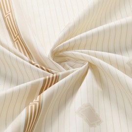 BESTRIPES Stall Fabric Shower Curtain, Beige Tan Stripe Narrow Cloth Shower Curtains for Bathroom, Waterproof Bathroom Small Curtains, 54" W x 72" H