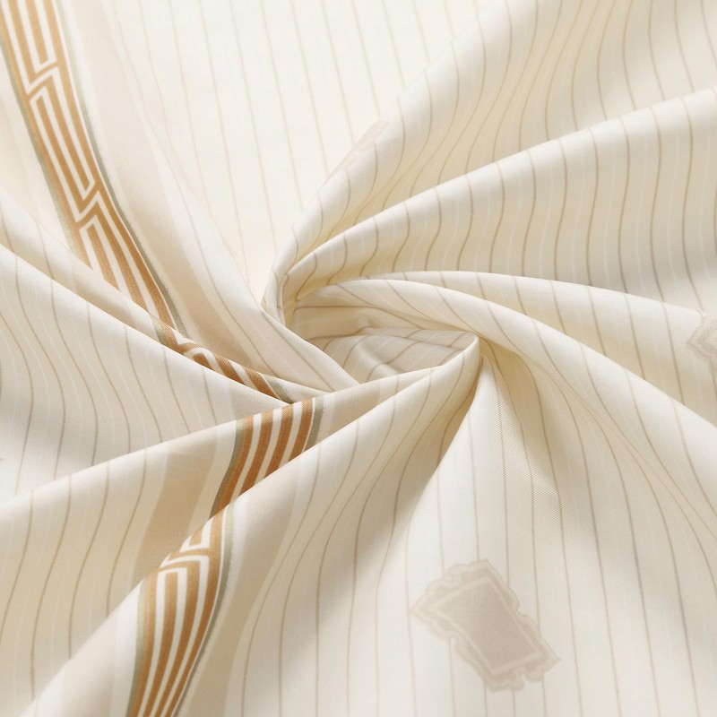 BESTRIPES Stall Fabric Shower Curtain, Beige Tan Stripe Narrow Cloth