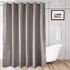 AooHome Short Shower Curtain 72 x 66 Inch, Fabric Shower Curtain Liner with Hooks, Weighted Hem, Water Repellent, Chocolate