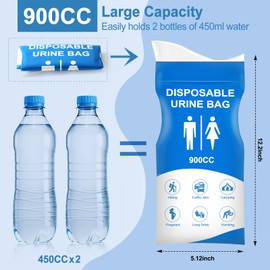 ILZAR 12pcs Disposable Urine Bag, 900ml Pee Bags for Travel for Men and Women, Emergency Unisex Urinal Bag Kit, Urine Vomit Bag for Camping, Hiking, Traffic Jams