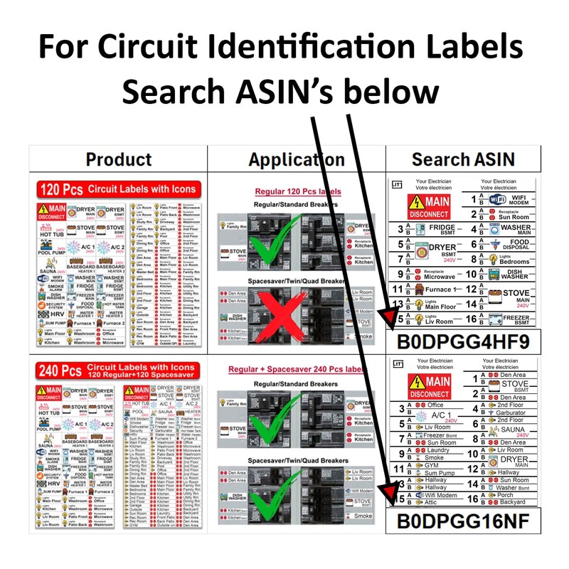 Littversions 48 Circuits 2 Pack Circuit Breaker Panel Directory Labels/Decals/Stickers,