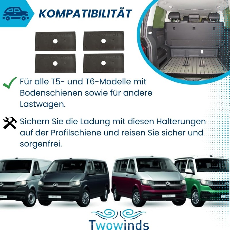 Twowinds 4 x Guide Holder, Multiflex Board T5 T6 Multivan