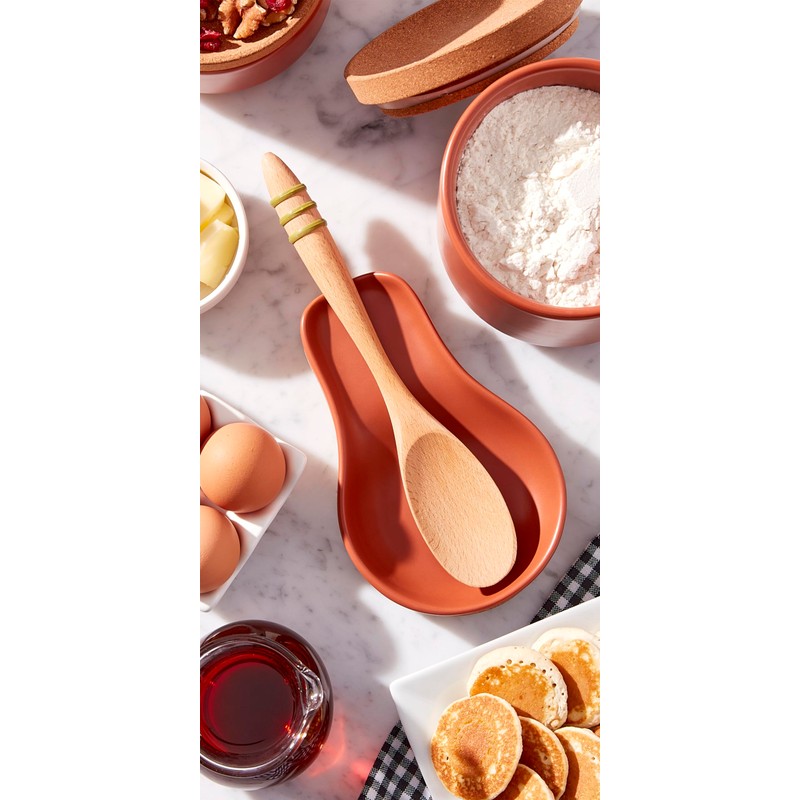 Kamenstein Ceramic and Cork Spoon Rest for Kitchen Counter and