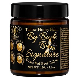 By Bade Signature Tallow Honey Balm 4.2 oz (120 g) – Hidratante para la piel de ternera alimentada con hierba con miel cruda y cera de abejas – Hidratación profunda natural para rostro y cuerpo