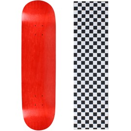 Moose Skateboard Deck Blank Stained Red 7.75" Checker White Grip
