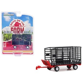 Greenlight DCD Bale Throw Wagon 8 1/64 Diecast Model in Black and Red "Down on the Farm" Series by Greenlight