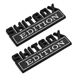 Lyxheth 2PCS Shitbox Edition Emblems, Car Exterior Emblems Badges, Car 3D Letter Badge Sticker Decal with Adhesive, Decorative Accessory Shitbox Edition Badge Universal for Cars (Black and White)