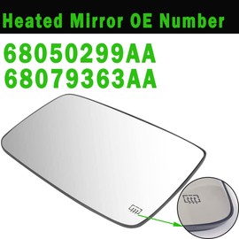 Ram Driver Left Side Heated Mirror Glass Compatible with 2009-2018 Dodge Ram 1500 2500 Left Power Heated Convex Mirror Glass 68050299AA, 68079363AA