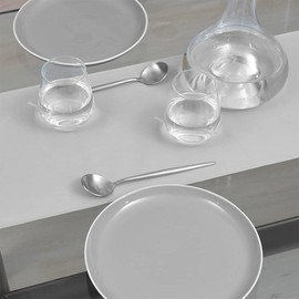 Style Decor W2603010 Reversible Type Table Runner Table Runner Table Center 11.8 x 51.2 inches (30 x 130 cm) 100% Cotton Solid Ox, Frosted Gray