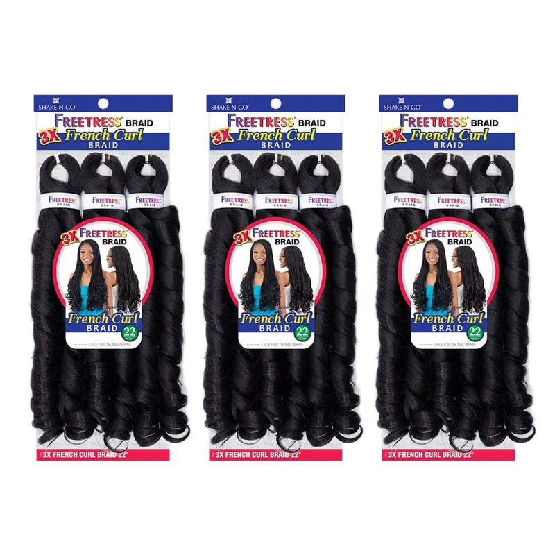 Freetress 3X French Curl Braid 22" (3 Pack, 3T1B3027)