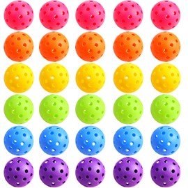 Tradder 30 Pcs Plastic Practice Baseballs Bulk 40 Holes Practice Golf Balls Baseball Balls Multi Color Outdoor Indoor Balls Tournament Play Training for All Style Paddle, 2.9 Inches (Classic Color)