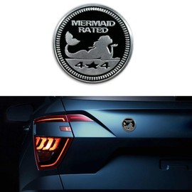 Tecledsn Mermaid Badge Rated Car Emblem, Car Exterior Emblems Badge, 4 x 4 Metal Automotive Badge, 3D Round Metal Car Badges Emblems Car Badge Decals Stickers Universal for Vehicle (Mermaid Rated)