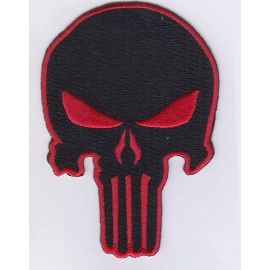 Unbranded Punisher (Black/Red) Embroidered Patches 3.5"x2.5" iron-on
