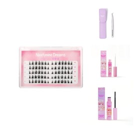 Ninetynine Little Devil Style (12mm) 70pcs C Curl Individual False Eyelash Extension Reusable Natural Soft Volume Lashes Clusters (1 Pack + Accessories (Daily Lash Glue))