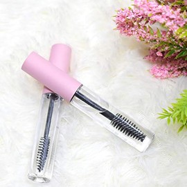 GTHER - Juego de 10 botellas vacías de 10 ml con varita de pestañas e insertos de goma y embudos para aceite de ricino/aceite de crecimiento de pestañas, contenedor de crema de pestañas con tapa, color rosa mate