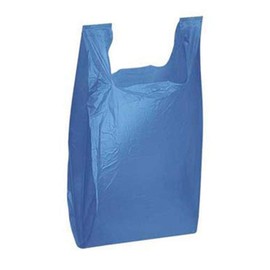 100 Disposable Plastic T-Shirt Shopping Gift Merchandise Bags with Handles, Blue, 11.5x6x21 Inch (Pack of 100)