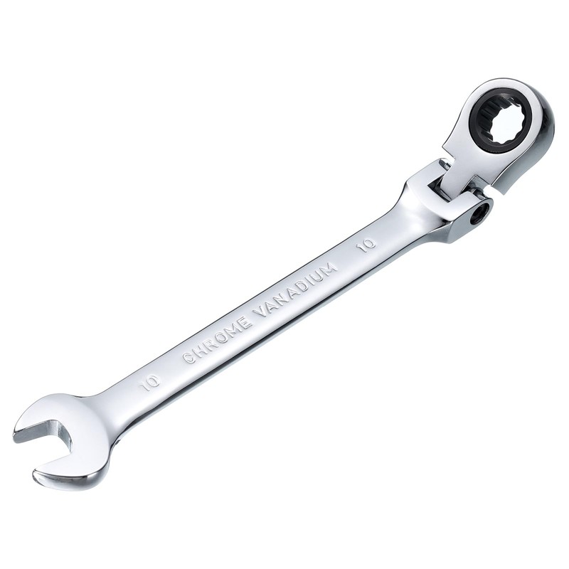 sourcing map Flex-Head Ratcheting Wrench 10mm 180° Rotating Head Metric