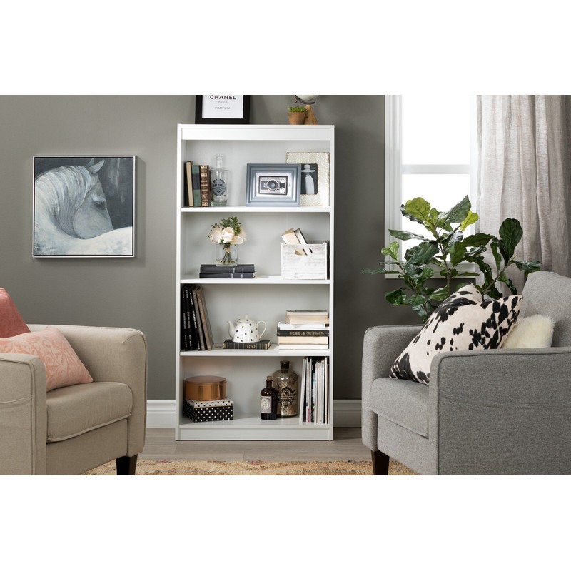 South Shore Axess 4-Shelf Bookcase, Standard, Pure White
