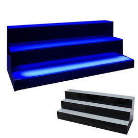 YILIKISS 31 Inch 3 Step LED Lighted Liquor Bottle Display Illuminated Bottle Shelf Home Commercial Bar Shelf Light Changing Shelves with Remote Control,Multiple Colors LED Bar Shelves for Liquor