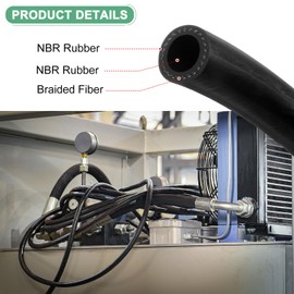 M METERXITY Fuel Line Hose, 1/2" 12.7mm ID 20.5mm OD 4.9ft Length, NBR Rubber High Pressure Heat Resistant Gas Line Hose Oil Hose W 4 Clamps for Automotive Fuel Systems/Steam Emission/Engines