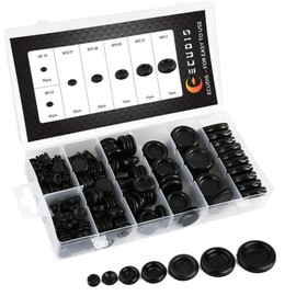 ECUDIS Cable Grommets, Grommets, Rubber Bushing, Wire Protection, Double Sided Protection, Cable Protection, Grommet Set, Rubber Bush, Wire Grommets, Wire Rings, 7 Sizes 170 Pieces, Storage Case, Black