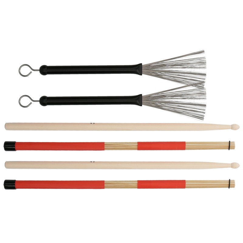 Drum Stick Brush Set Jazz Retractable Metal Wire 5A Bamboo