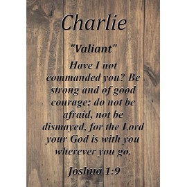 Charlie "Valiant" Keepsake Name Meaning Card with Bible Verse