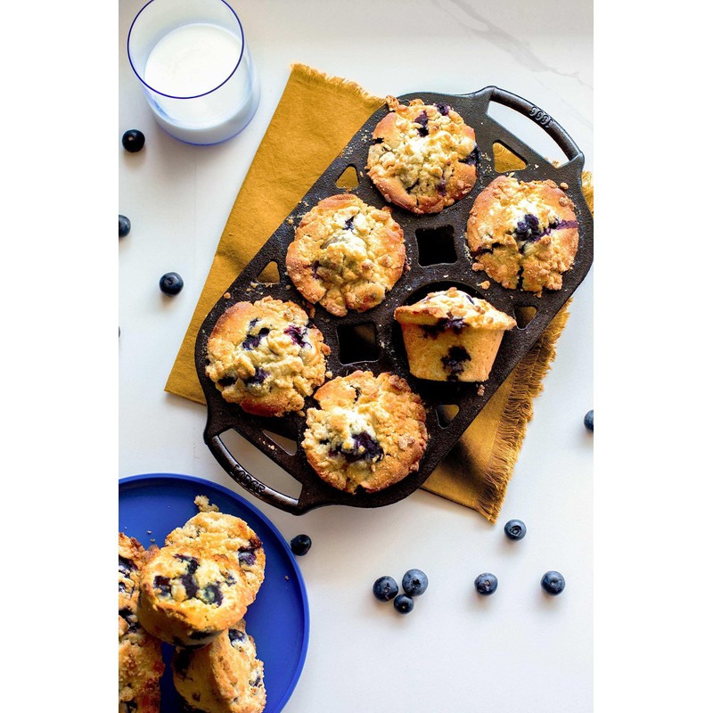 Lodge Seasoned Cast Iron Muffin Pan, 6 Impressions , 12.69"