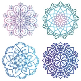 GORGECRAFT 4 Styles 6.3 Inch Mandala Window Decals Static Flower of Life Glass Sliding Door Sticker Clings Waterproof Vinyl Film Spring Bedroom Bathroom Decals for Prevent Birds Dogs Pets Strikes
