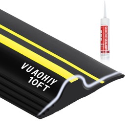 Universal Garage Door Bottom Threshold Seal Rubber Strip with Adhesives, DIY Weatherproof Weather Stripping Replacement (Black-0.7" High, 10FT)