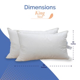 Continental Bedding Luxury Hotel Pillows with 100% Cotton Shell 10/90 Goose Down and Feather Fill, King, White