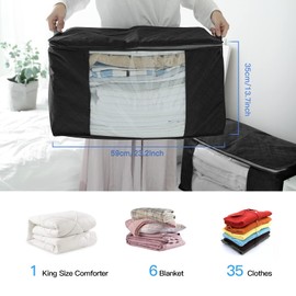 Withosent Pack of 5 Large Storage Bags, 90 L Cupboard Organiser Set, Foldable Clothes Storage with Reinforced Handle, Storage Bag Organiser for Duvets, Clothes, Bedding